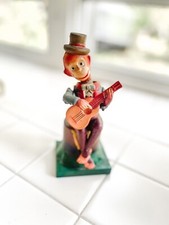 Vintage Animated Monkey Playing Guitar Wind Up Musical Celluloid Tin Wood Toy 