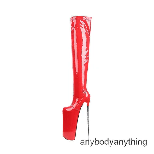 35-47 Übergröße 30 cm super hoher Stilettoabsatz Damen & Plateau Overknee Stiefel Reißverschluss - Bild 10 von 31