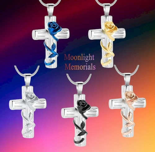 New Cross Flower Cremation Urn Keepsake Ashes Memorial Necklace - 第 1/13 張圖片
