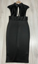 NWOT ASOS Black Stretch Waistcoat Plunge Pencil Midi Dress Sz 8
