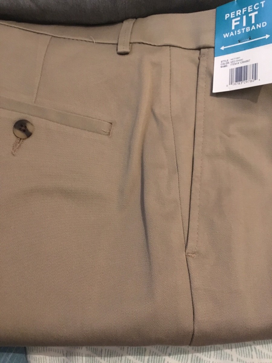プー Haggar Men's Perfect Fit No Iron Pants 4pockets Khaki32/30 Black32