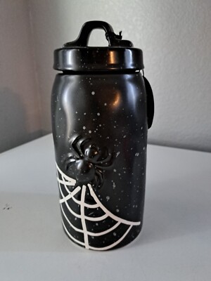 Halloween Spiderweb / Spider ~ Large Ceramic Kitchen Canister 46 oz. 