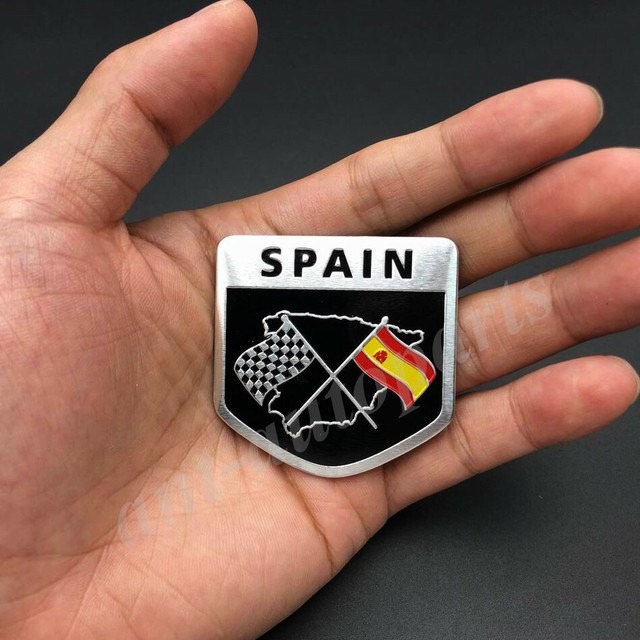 Aluminum Spain Spanish Flag Car Emblem Badge Motorcycle Sticker Decals