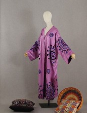 Hand embroidered chapan,Uzbek suzani coat,boho kaftan,ethnic abaya,lilac kimono