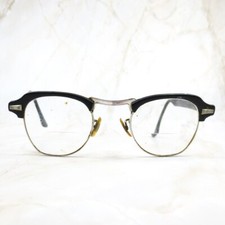 Vintage Bausch  Lomb 4 3/4-6 Eyeglasses Frame 10k gf Matte Black Half Rim 24-46