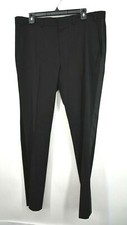 Topman Mens Skinny Fit Tuxedo Dress Pants Satiny Zip Fly Hook Bar Black 36 X 32
