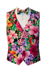 Hawaiian Tropical Hibiscus Tuxedo Vest and Bowtie