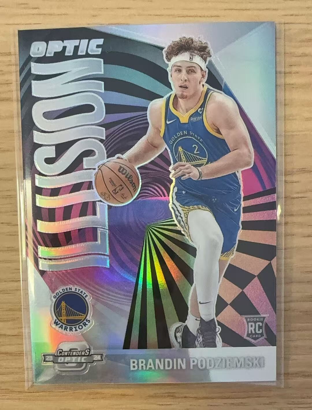 2023-24 Panini Contenders Optic Illusion Prizm #25 Brandin Podziemski RC Warrior