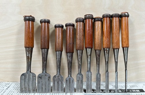 Vintage Japanese Chisel 10set Nomi /Hand Plane Saw Iron Hammer Hand Tool/d51 - Picture 23 of 24