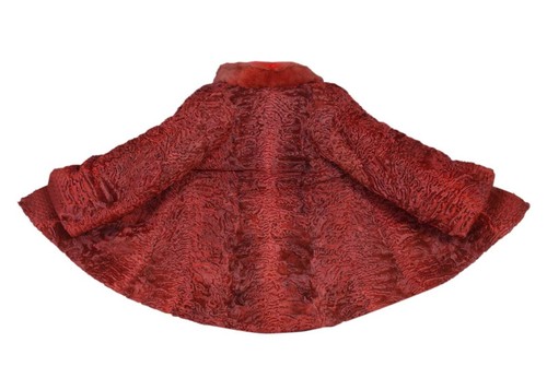 women's RED Real PERSIAN LAMB FUR long Swinger Coat All Sizes Pre Sale - Picture 2 of 11