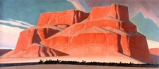 Red Butte With Mountain Men Maynard Dixon 1935 Western Landscape Art Print