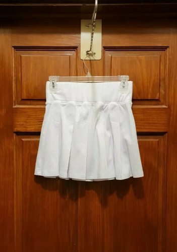 Steve & Barry's Mini Skirt, Suze L, White, Pleated, Elastic Waist, Cotton Blend - Picture 4 of 7
