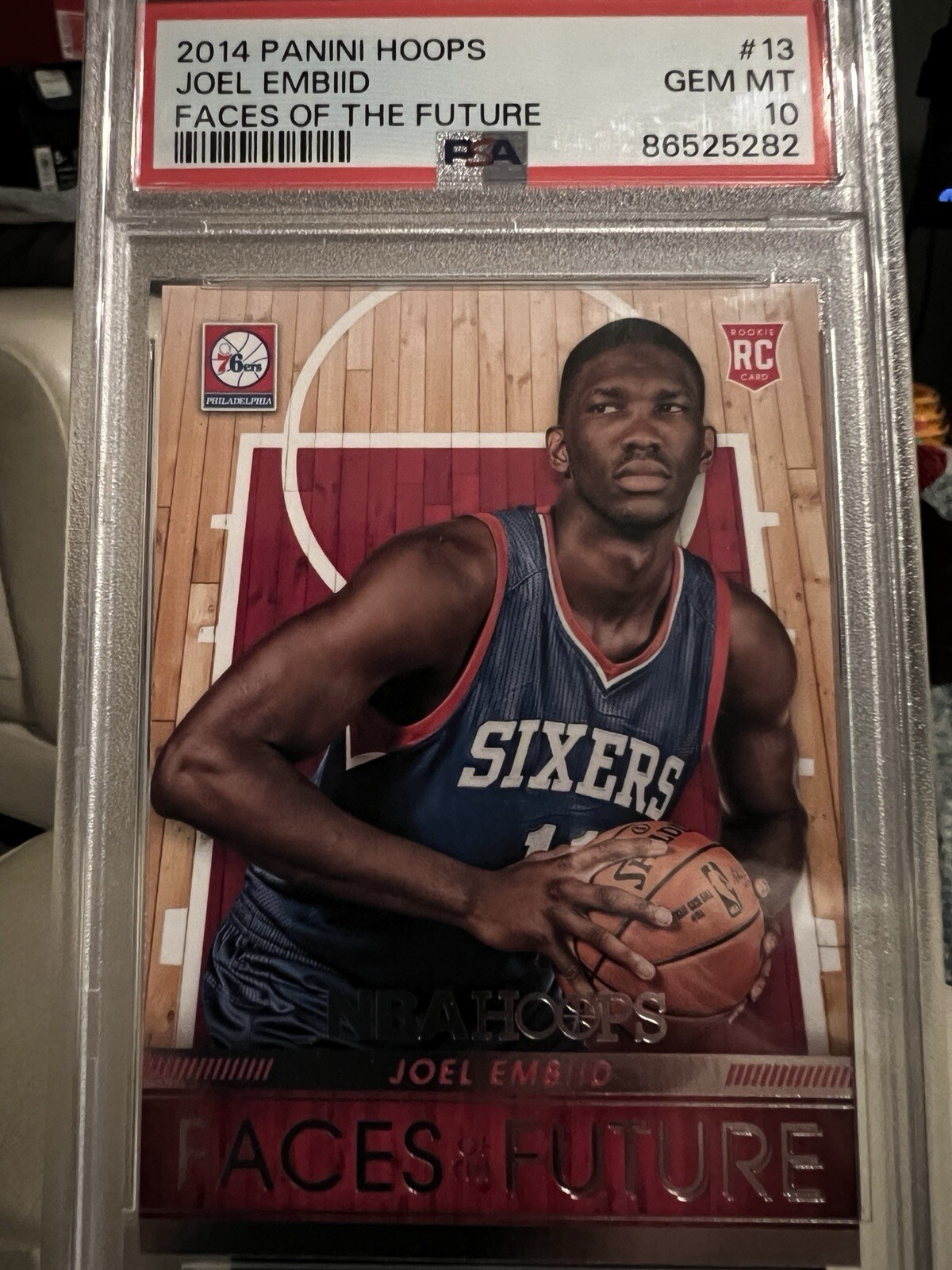 2014-15 NBA Hoops - Faces of the Future #13 Joel Embiid (RC) Sixers psa 10