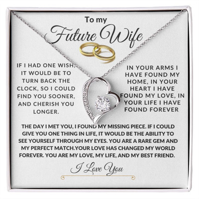 To My Future Wife Forever Love Gold Heart Personalized Necklace Gift