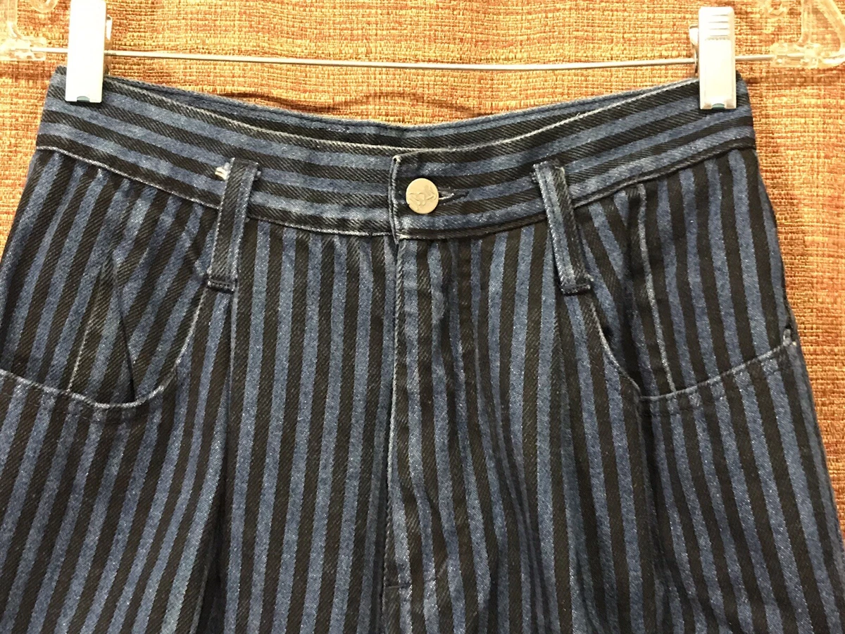 Vintage Steel Brand Jeans Womens 25 x 29 Blue Striped Denim Mom Pants USA