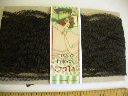 9,5" yds * VINTAGE Smerlato PIZZO * rifinitura bambole cappelli artigianato bambino nero rosa bianco - Foto 9 di 12