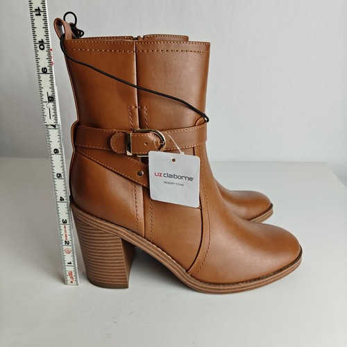 Liz Claiborne Womens Olinda Block Heel Booties - Cognac Brown Size 11 M - Picture 14 of 15