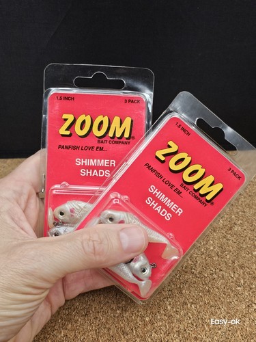 2 Pack -Zoom Shimmer Shad / Pre- Rigged 3-Pack / 1.5" Pearl Iridescent / 8162403 - Picture 7 of 8