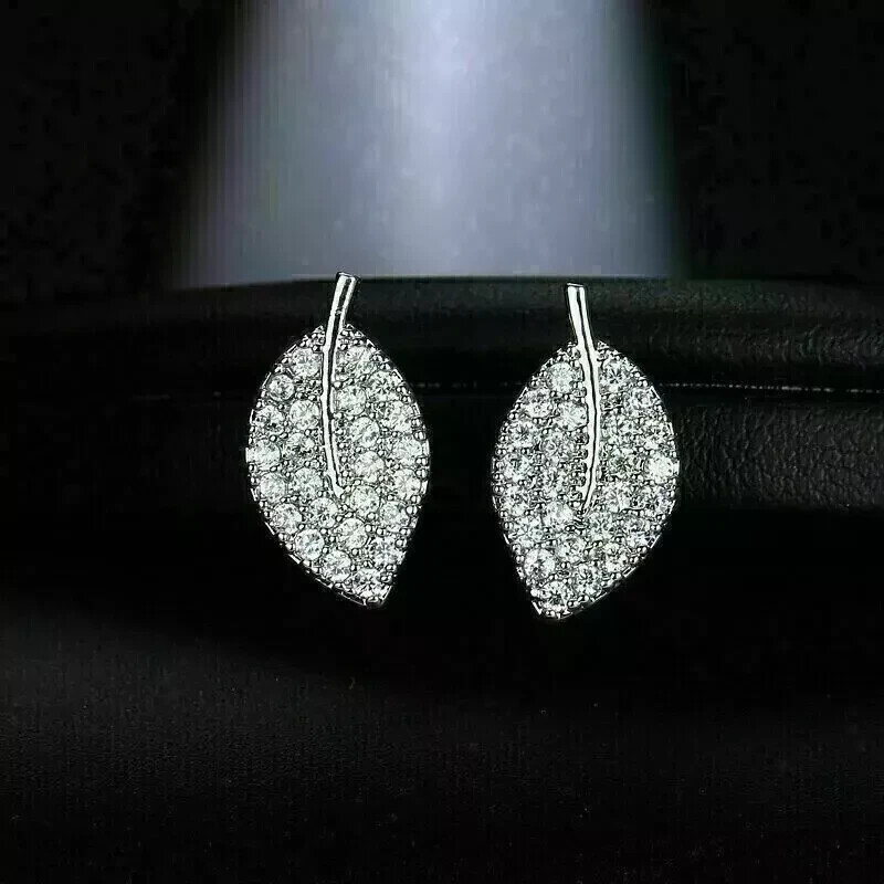 2 Ct Moissanite Stud Earrings for Women in 14K White Gold Plated Sterling Silver