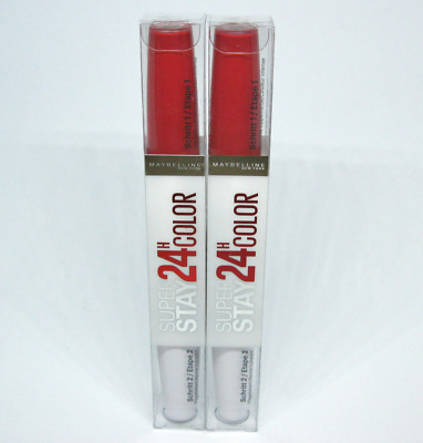 2 x MAYBELLINE SUPER STAY 24 HR / 24 H COLOR Lippenstift  515 Blazing Red