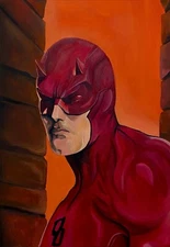 Daredevil, Born Again, On Canvas, original hand painted artwork. 14''x 20''