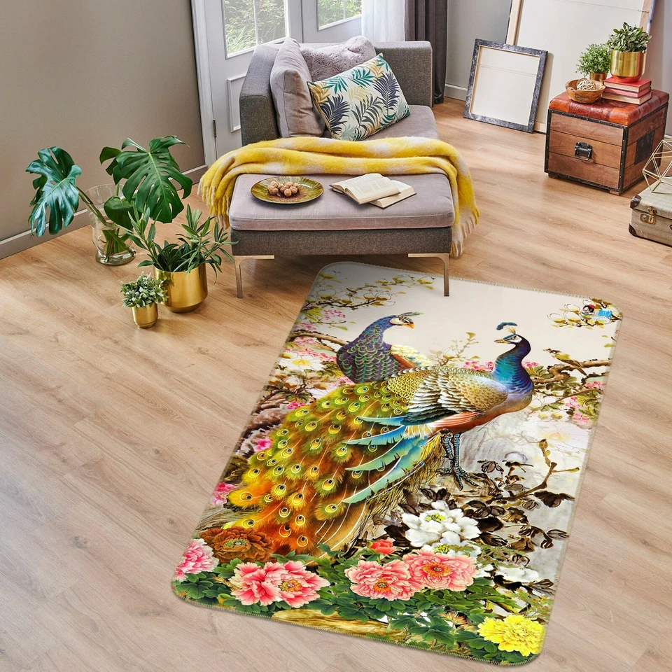 Alfombra antideslizante juego peonía pavo real 3D ZHUA1089 alfombra foto alfombra Zoe Foto 2 de 4