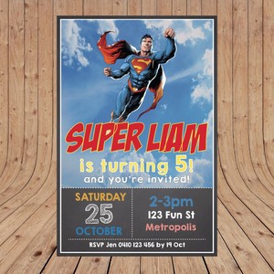personalised digital superman superhero kids party invites invitations you print ebay