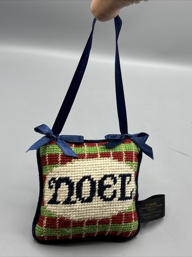 Ganz Cross Stitch Pillow Noel Door Hanger Christmas Decor Used 4” - Picture 3 of 7