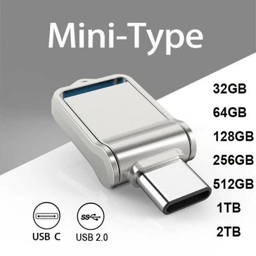 USB Type C 32G 512G 1TB 2TB OTG Flash Drive Metal Memory Stick Pen For PC Phone