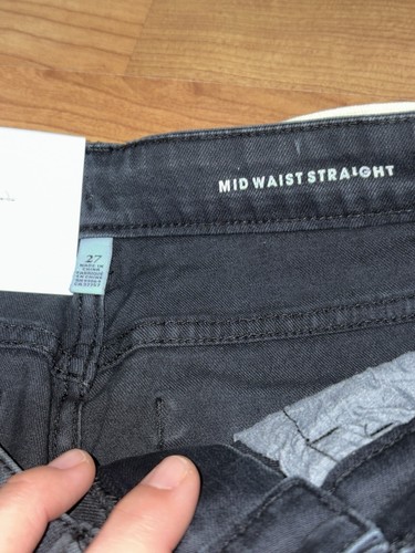 Element Women Mid Waist Straight Jeans Black 27" Distressed People Talk Zip NWT - Picture 6 of 15
