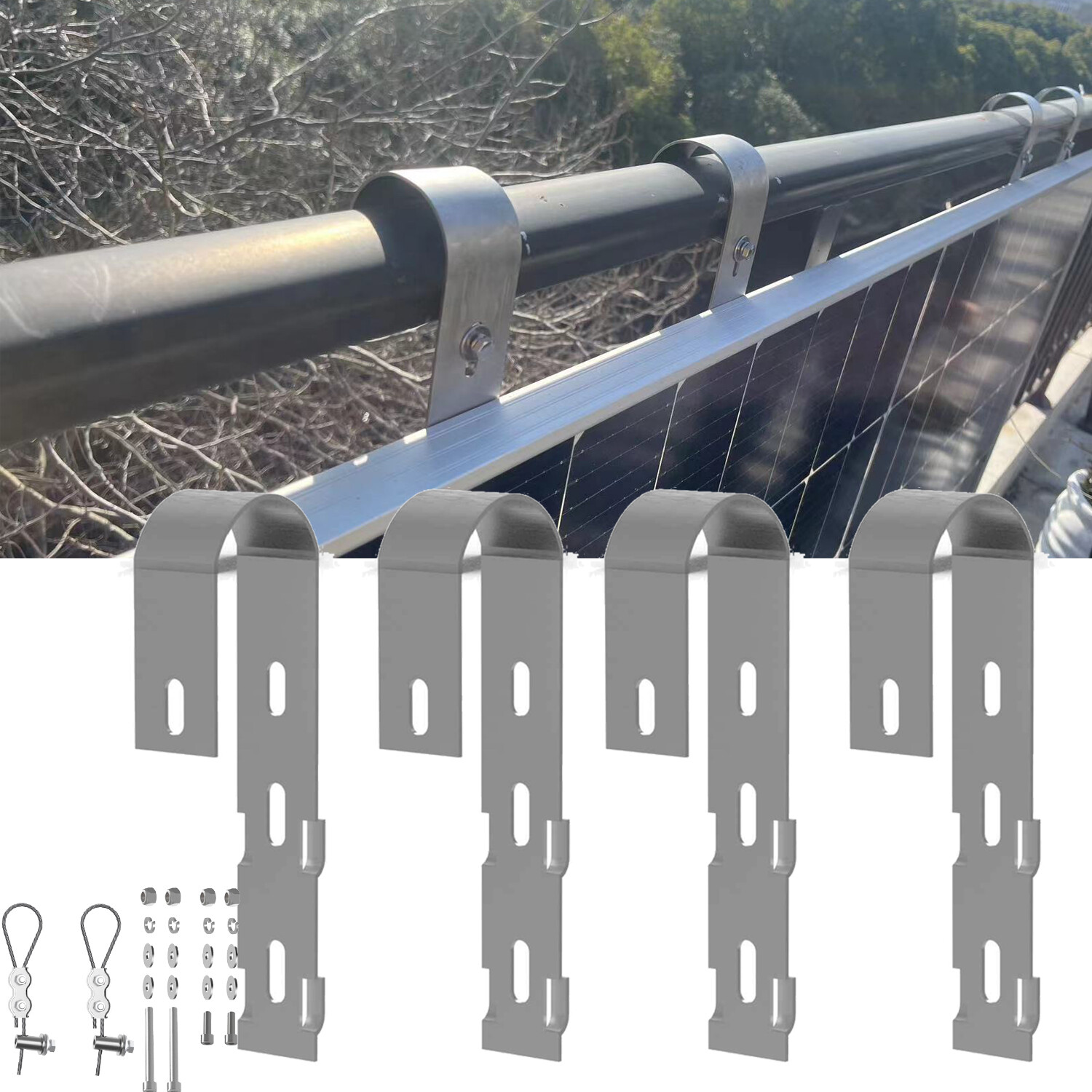 Solarmodul Halterung Balkon Edelstahl für Balkongeländer Halter