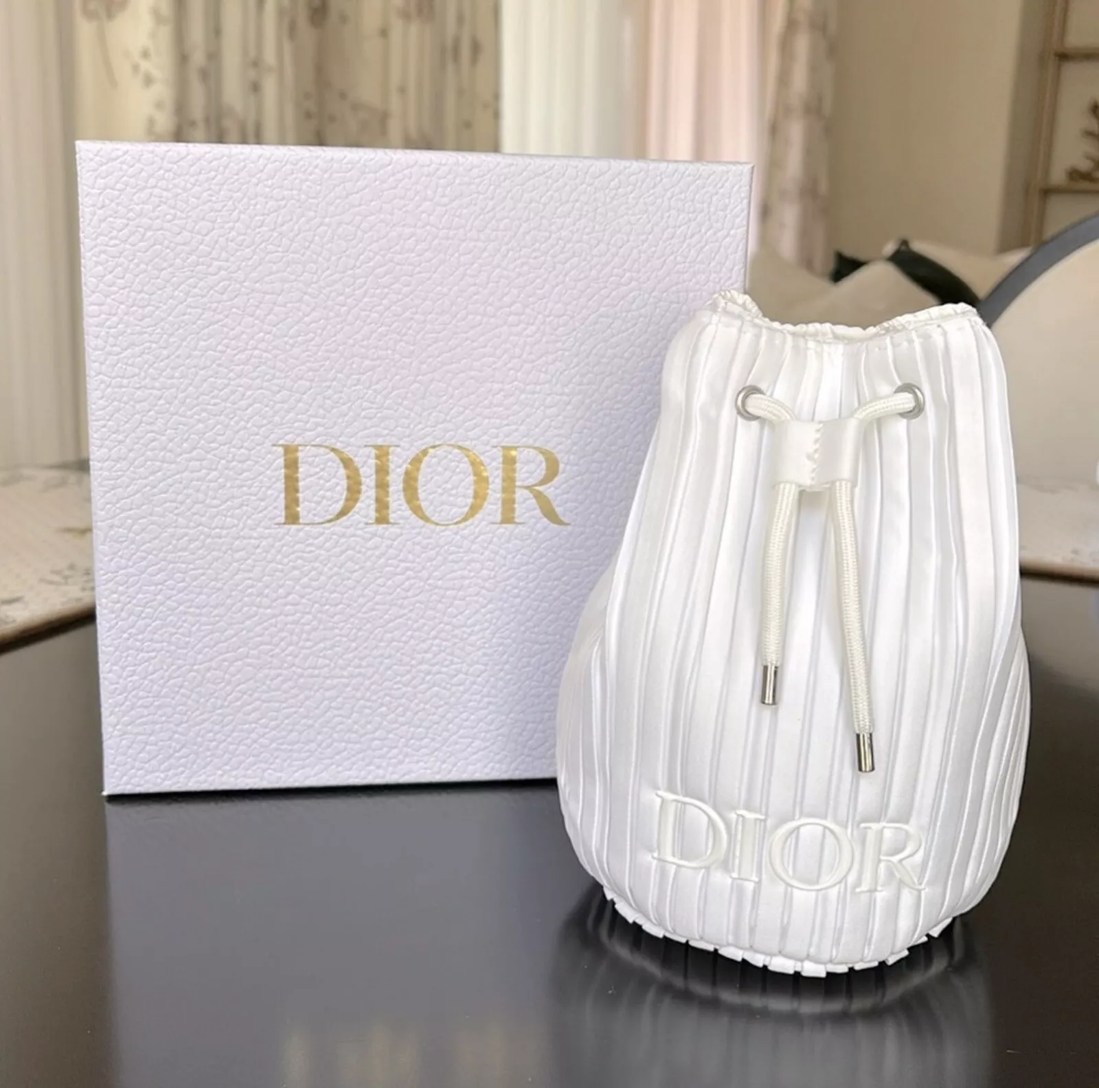 Pochette plissée à cordon DIOR