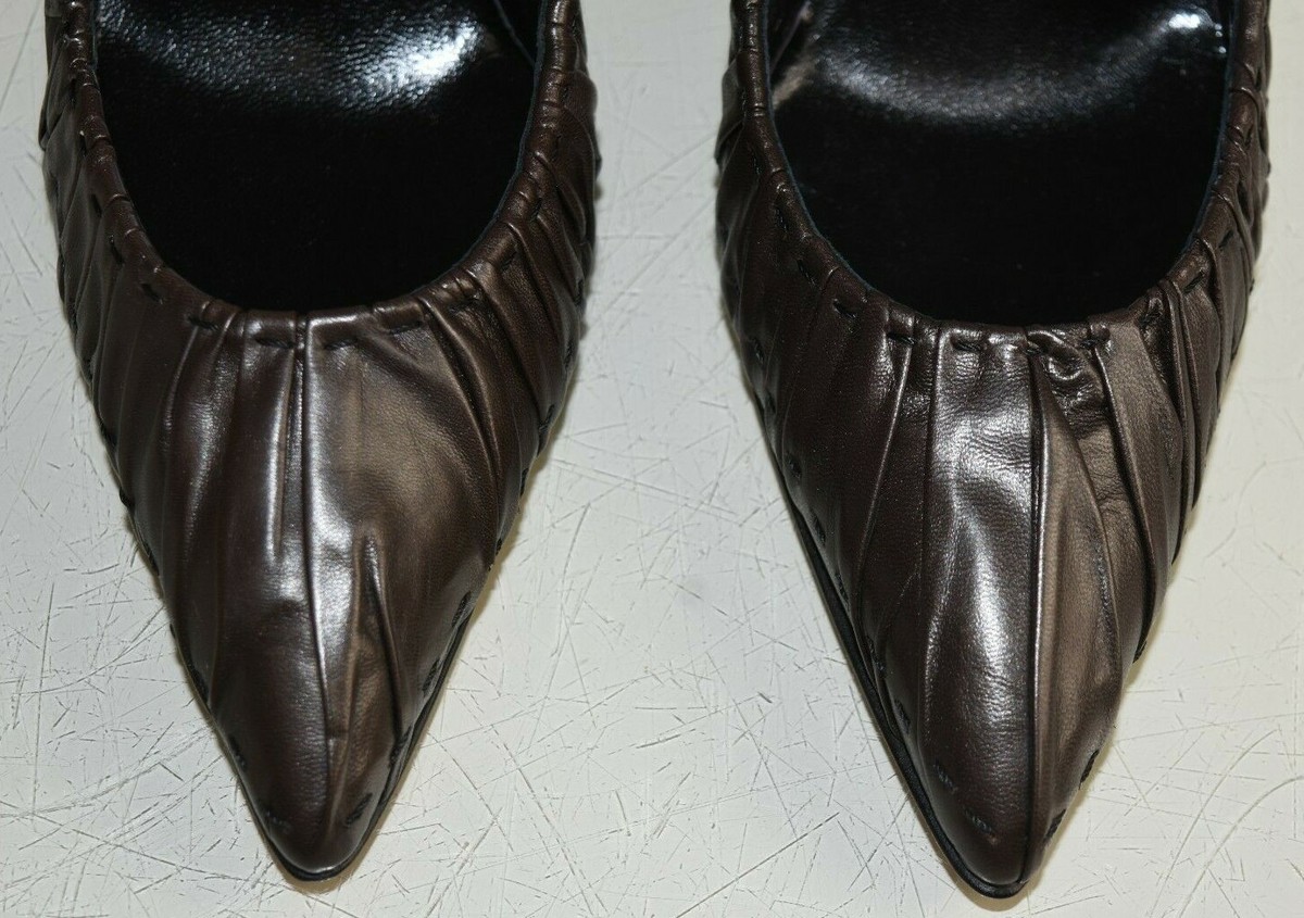 Escarpins Manolo Blahnik VITRA 105 BB - Cuir Marron - Talons 105mm - Taille 40.5 - Neuf En Boîte