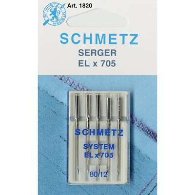 Schmetz 5 Serger Sewing Machine Needles ELx705 Size 80/12 #1820