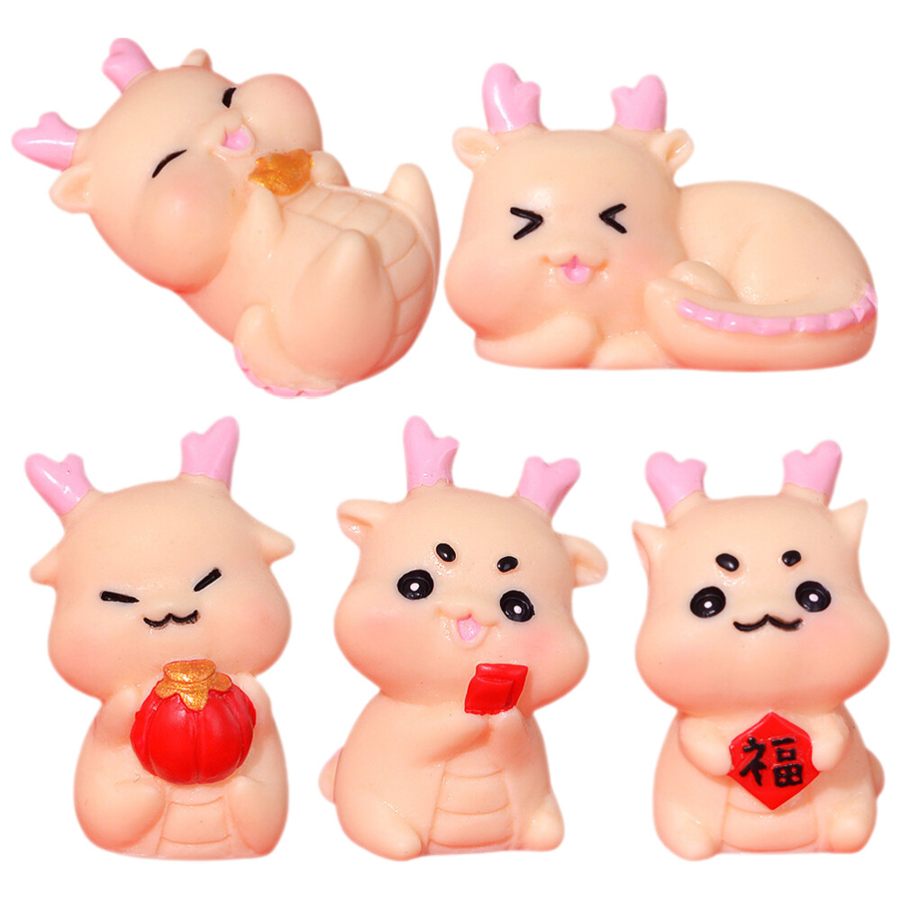 5pcs Desktop Small Dragon Statue Resin Craft Chinese Dragon Statues New Year