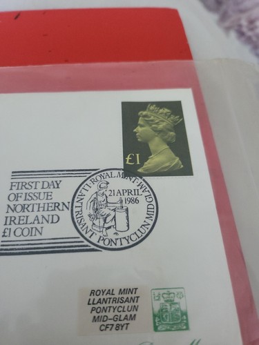 GB QEII PNC FDI COIN COVER NORTHERN IRELAND 1986 POUND £1 COIN B/UNC £1 STAMP - Picture 3 of 3