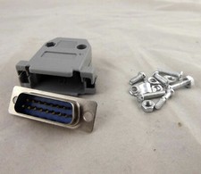 10x DB15 Male Plug 15 Pin 2 Rows D-Sub Connector  Plastic Hood Cover Backshell