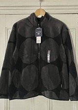 Marimekko Uniqlo Women’s Black Grey Kivet Spot Print Fleece Jacket L Uk 14 Eu 42