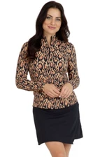 NWT IBKUL Golf Tennis 1/4 Zip Pullover Top XS S M L XL 2XL Leopard Longsleeve N4