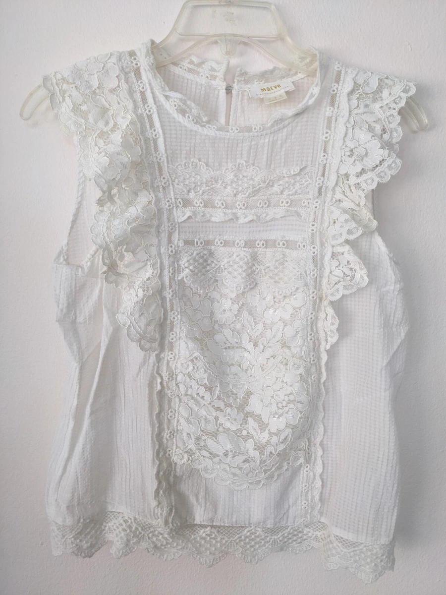 anthropologie white eyelet top