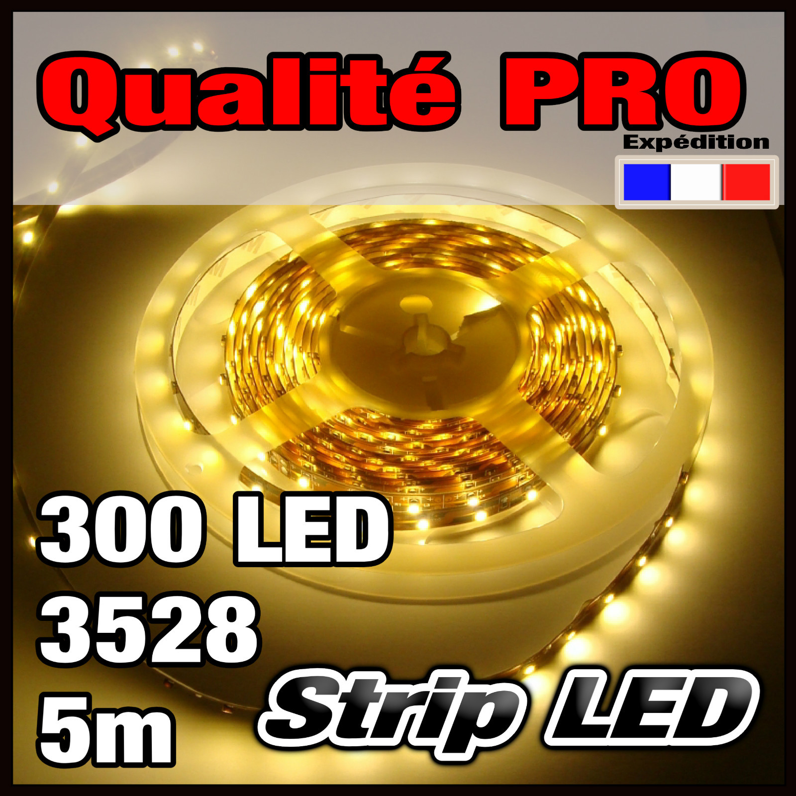 Ruban LED 3528 Blanc Chaud 5m 802/5# avec 300 LED pour Luminaire Intérieur