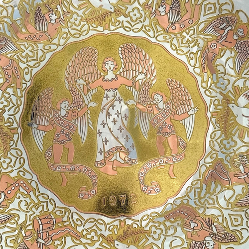 Vintage Reed & Barton Christmas Plate in Damascene 3 Holy Angels  1972 #5620 - Picture 3 of 10