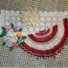Crocheted Runner  Doily Lot Misc Sizes
