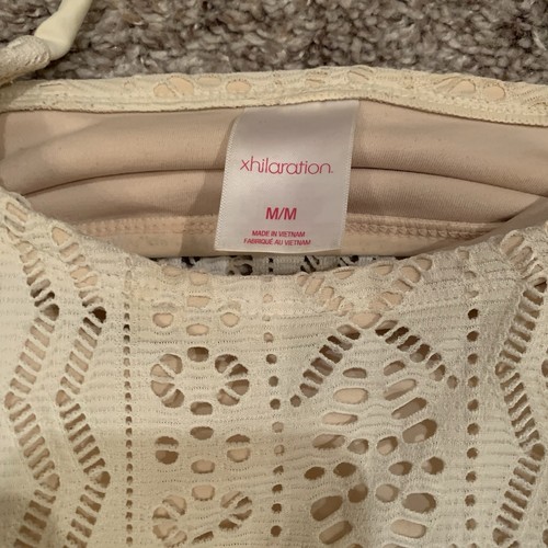 XHILARATION Bikini Top Crochet Lace Overlay - Padded - Cream Off White - Size M - Picture 3 of 8