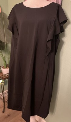 Lord & Taylor 424 Fifth Dress Womens 22W Black Flutter Sleeve Knee Length