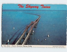 Postcard Twin Span Famous Sunshine Skyway Bridge St. Petersburg Florida USA