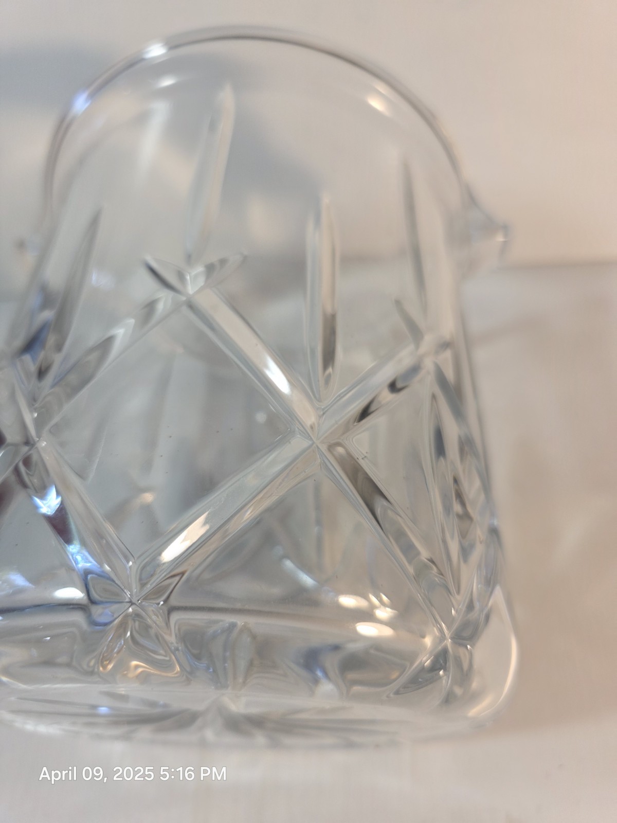 24% Lead Crystal Ice Bucket 7.25" Tall Heavy 6lb Vintage Cut Glass Caddy