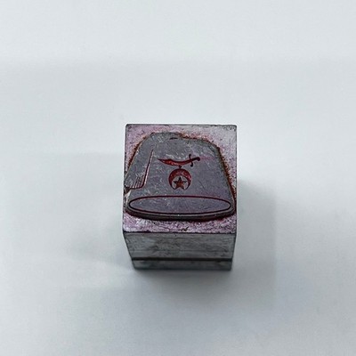 1920s Shriners Fez Freemason Masonic Metal Stamp Typeset Print Block 1/2  SC7