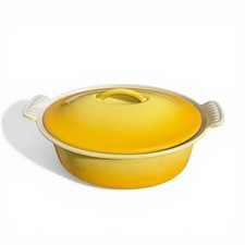 Vintage Le Creuset Oval Casserole Dish Dutch Oven Yellow 22 Cast Iron