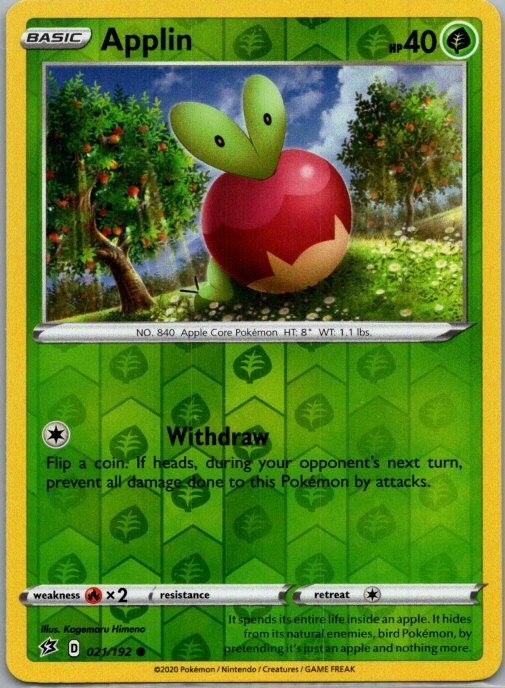 Applin (21) 021/192 Common SWSH02: Rebel Clash Pokemon Reverse Holo Near Mint